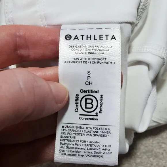 ATHLETA NWT Run With It 16" Skort Skirt Lined Tennis Golf White Women's Small - Picture 13 of 16